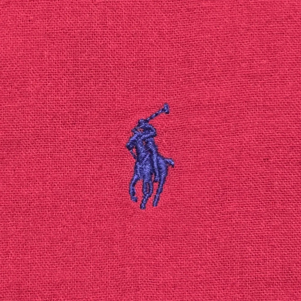 Polo Ralph Lauren Slub Cotton Flannel Shirt Mens M Red Button Down Pony EUC
